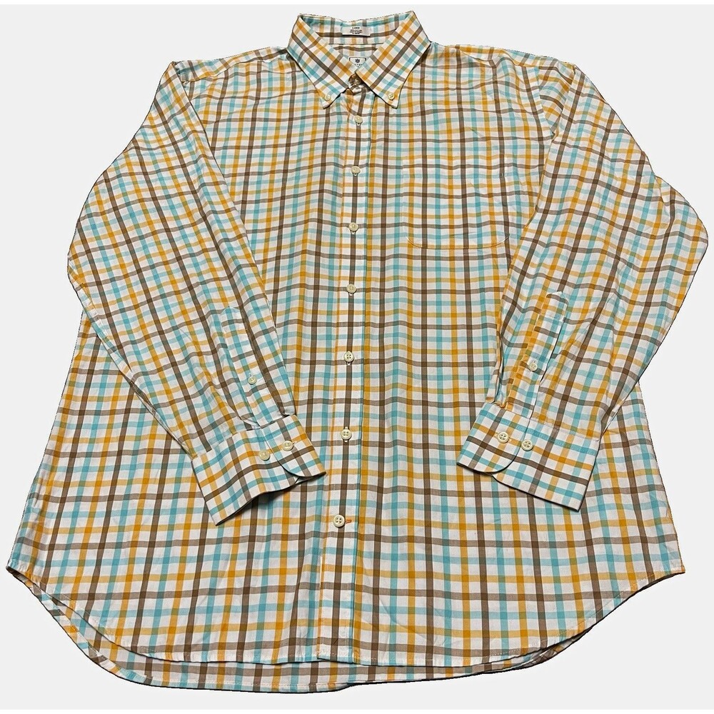 Peter Millar Men’s Large Regular Fit Cotton Plaid Button-Down Long Sleeve Shirt